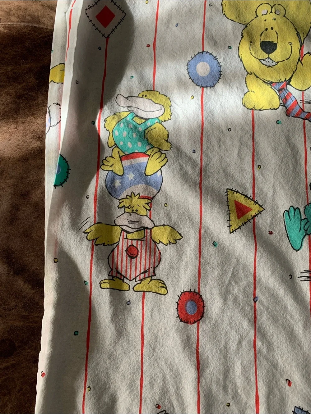 Vintage Franco Duck Alligator Hippo Cat Stripes Geo Pattern Twin Flat Sheet
